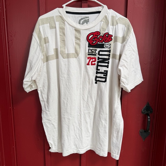 Ecko Unlimited Other - Ecko Unlimited White Short Sleeve Graphic Tee with Red & Black Accents